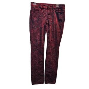 Ann Taylor Size 6‎ Modern Fit Slim Floral Print Red and Black Denim Jeans